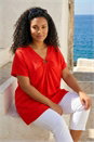 Red Curve Ring Front Oversized Top, Image 4 of 4