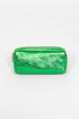 Green Metallic Italian Leather Cosmetic Bag, Image 1 of 2