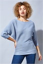 Blue Ribbed Batwing Jumper, Image 1 of 4