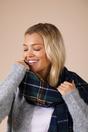 Navy Tartan Woven with Tassels in Navy, Image 1 of 5