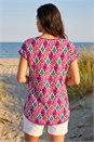 Pink Ikat Print Bobble Trim Tee, Image 2 of 4