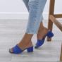Royal Blue AJVANI Royal Blue Mid Block Heel Peep Toe Mules Sandals, Image 5 of 6