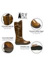 Brown Womens Heel Knee High Zip Up Boots-Mol 2, Image 3 of 8