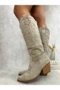 Beige iKrush Beige Samira Block Heel Cowboy Boots, Image 4 of 6