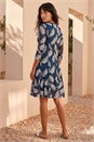 Teal Leaf Print Lace Stretch Dress, Image 3 of 4