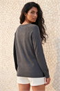 Charcoal Floral Sparkly Hotfix Knit Jumper, Image 3 of 4