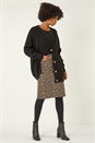 Chocolate Denim Animal Print A-Line Skirt, Image 3 of 5