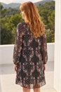 Black Floral Frill A-Line Dress, Image 3 of 4