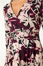 Burgundy Floral Print Midi Wrap Dress, Image 5 of 5
