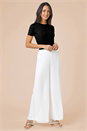 Ivory  Wide Leg Side Split Trousers, Image 5 of 5