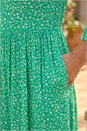 Green Dusk Ditsy Floral Print V-Neck Dress, Image 4 of 4