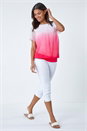 Coral Ombre Chiffon Overlay Blouson Top, Image 1 of 5