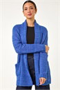 Indigo Fluffy Textured Knit Cardigan, Image 1 of 5