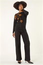 Black Sequin Floral Embroidered Knit Jumper, Image 2 of 5