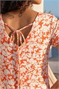 Orange Petite Floral Print Swing Pocket Dress, Image 4 of 4