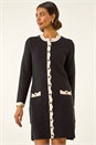 Black Scalloped Button Down Knit Dress, Image 2 of 6