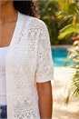 Ivory  Stitch Detail Knit Cardigan, Image 4 of 4