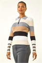 Ivory  Stripe Collar Buttoned Knit, Image 4 of 6