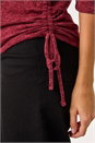 Wine Stretch Side Tie Ruched Top, Image 5 of 5