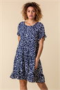 Navy Abstract Spot Print Smock Dress, Image 1 of 4