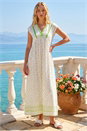 Lime Paisley Lace Trim Midi Dress, Image 1 of 4