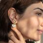 Gold Herkimer Diamond April Birthstone Statement Earrings, Image 3 of 4