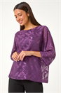 Purple Zig Zag Burnout Overlay Tunic Top, Image 4 of 5