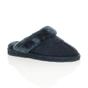 Navy Blue AJVANI Navy Blue Faux Fur Lined Slip On Memory Foam Mules Slippers, Image 1 of 5