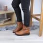 Tan AJVANI Tan Low Wedge Comfort Button Ankle Boots, Image 5 of 6