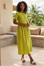 Lime Buttoned Pocket Stretch Midi Dress , Image 1 of 4