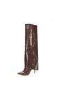 Brown XY LONDON Brown 'Shauna' Foldover Knee High Boots With Stiletto Heel, Image 3 of 6