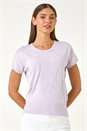 Lilac Leaf Print Hotfix Knitted Top, Image 4 of 5