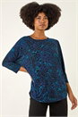 Blue Animal Print Stretch Top, Image 4 of 5