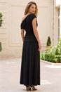 Black Ruched Stretch Midi Dress, Image 3 of 4