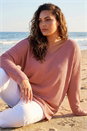 Pink Curve Textured V-Neck Stretch Top, Image 2 of 4