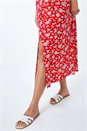 Red Ditsy Floral Print Fit & Flare Dress, Image 5 of 5