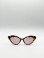 Brown Cat-Eye Sunglasses with Thin Chain Arm Tortoise, Image 2 of 6