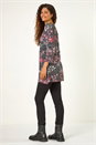 Red Stretch Floral Print Tunic, Image 3 of 5