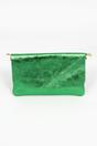 Green Metallic Italian Leather Clutch Bag, Image 1 of 3