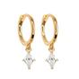 White Delicate Dangle Diamond April Birthstone Hoop Earrings, Image 1 of 1