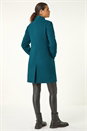 Teal Tailored Funnel Neck Pocket Detail Coat, Image 3 of 7