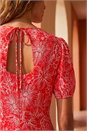 Red Floral Midi Tea Dress, Image 4 of 4