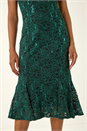 Green Metallic Lace Sequin Midi Dress, Image 5 of 5