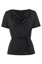 Black Tie Belt Cowl Neck Top, Image 5 of 5