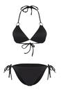 Black WOVCOR Black Ribbed Triangle Bikini Set with Ring Detail, Image 3 of 5