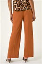 Rust Short Wide Leg Stretch Trousers, Image 3 of 5