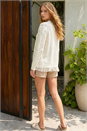 Ivory  Lightweight Fringe Hem Knit Cardigan, Image 2 of 4
