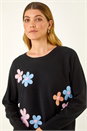 Black Floral Embroidery Knit Jumper, Image 5 of 6