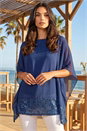 Blue Sequin Hem Contrast Tunic Top, Image 1 of 4