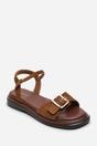 Brown Where's That From Brown Coastal Front Buckle Flatform Suede Sandal, Image 3 of 6